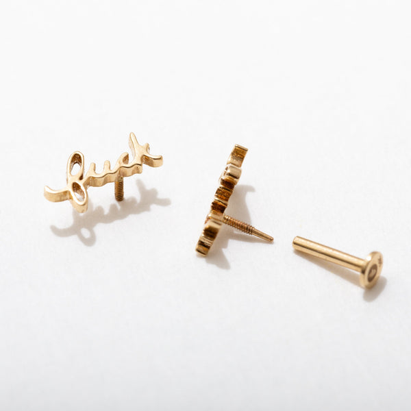 14k Fuck Script Flat Back Studs