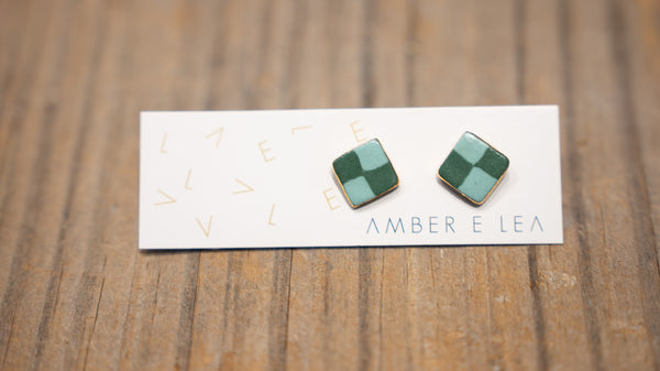 Amber E Lea - Earrings - Exclusive Space Checkered Square