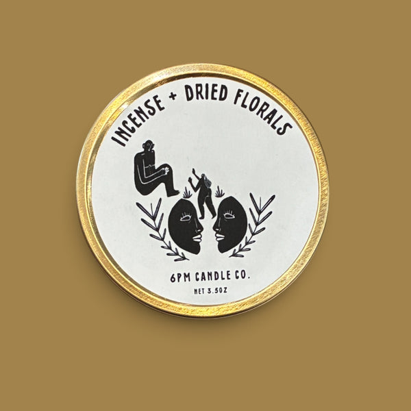Incense and Dried Florals Candle - 6pm Candle